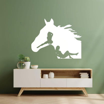 Lettering Decals Horse Head Silhouette Appeal Girls Multi Color Selection