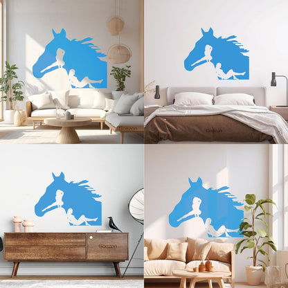 Lettering Decals Horse Head Silhouette Appeal Girls Multi Color Selection