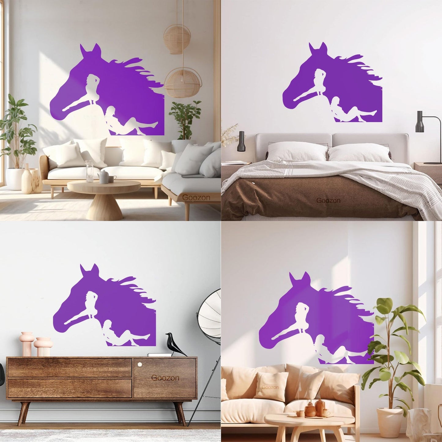 Lettering Decals Horse Head Silhouette Appeal Girls Multi Color Selection