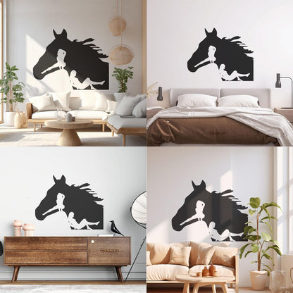 Lettering Decals Horse Head Silhouette Appeal Girls Multi Color Selection
