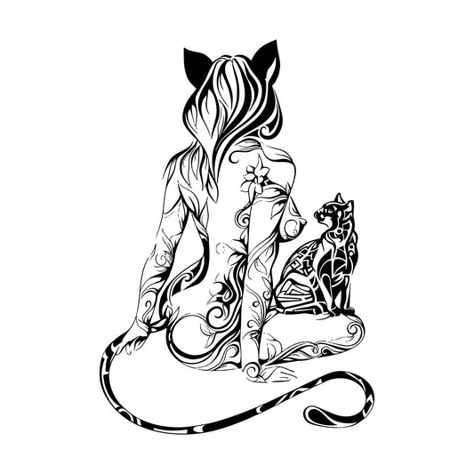 Wall Decals Paster Paper Naked Girl Natural Beautiful Appeal Cat Animal Ornament Art Mural Painting