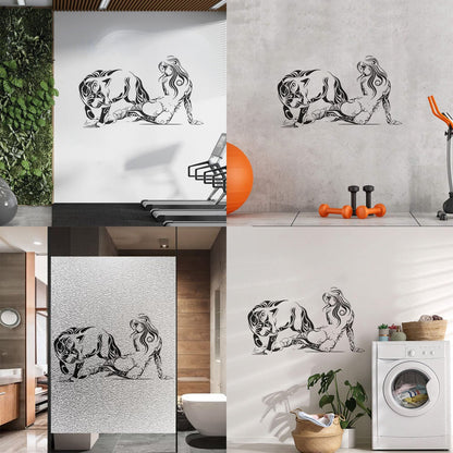 Vinyl Wall Stickers Naked Girl Natural Appeal Wolf Animal Ornament Multiple Size Options