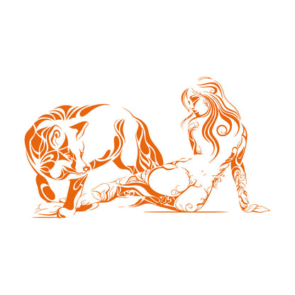Vinyl Wall Stickers Naked Girl Natural Appeal Wolf Animal Ornament Multiple Size Options