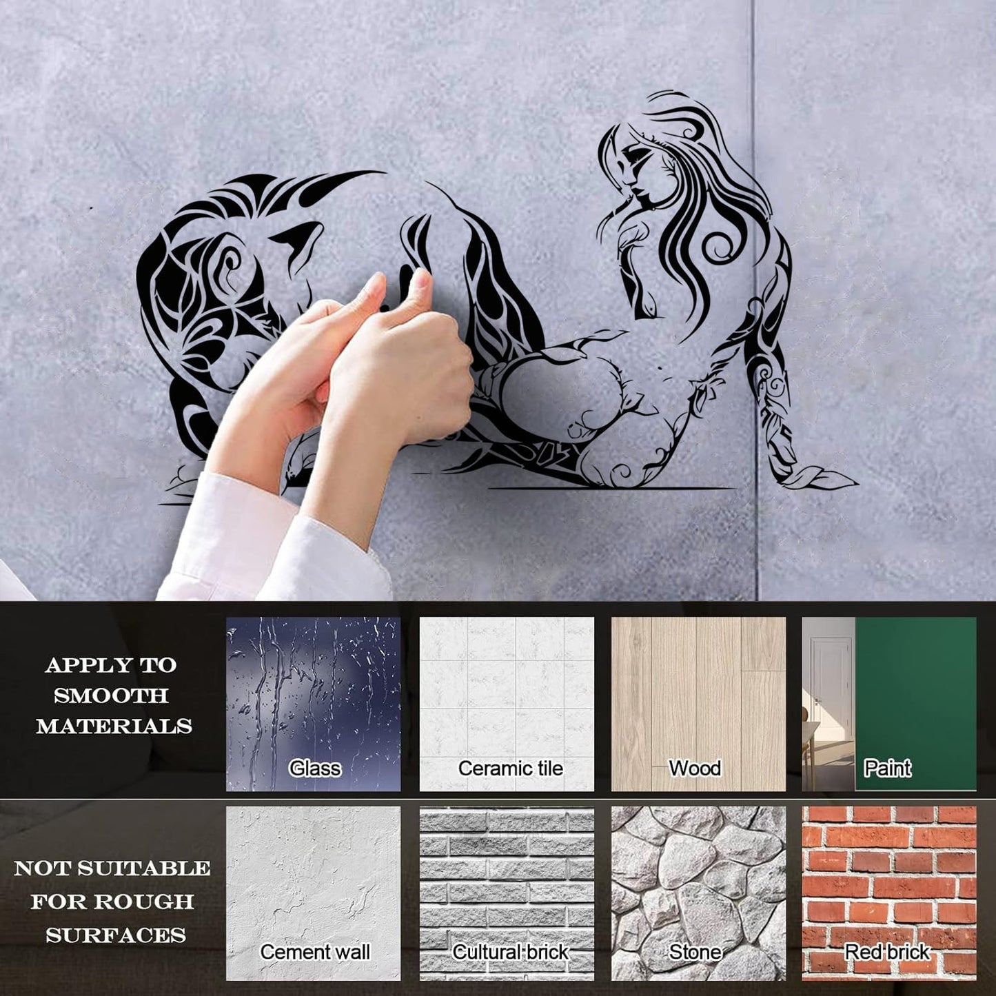 Vinyl Wall Stickers Naked Girl Natural Appeal Wolf Animal Ornament Multiple Size Options