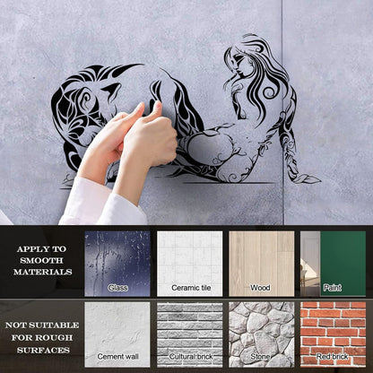 Vinyl Wall Stickers Naked Girl Natural Appeal Wolf Animal Ornament Multiple Size Options