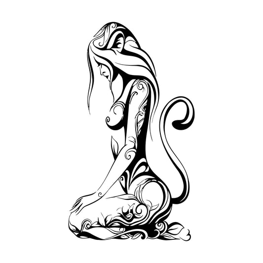 Wall Decals Naked Appeal Girl Cat Animal Abstraction Patterns Beautiful Waterproof