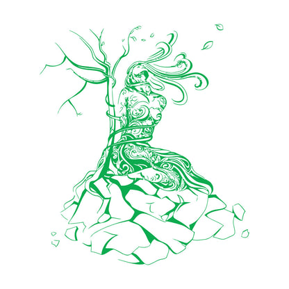 Natural Girl Tree Stone Network Binding Strength Vinyl Wall Decals It Won'T Fall Off