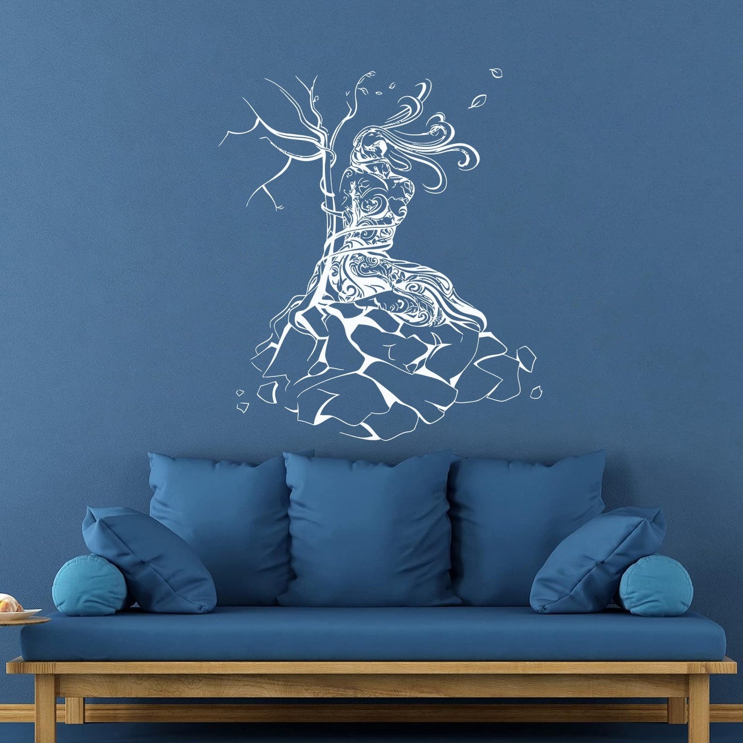 Natural Girl Tree Stone Network Binding Strength Vinyl Wall Decals It Won'T Fall Off