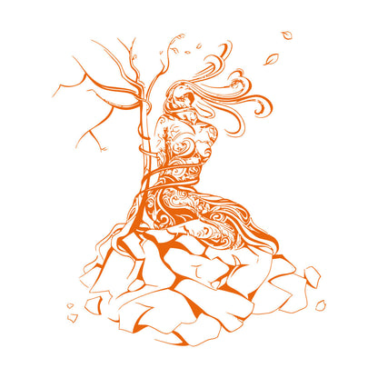 Natural Girl Tree Stone Network Binding Strength Vinyl Wall Decals It Won'T Fall Off