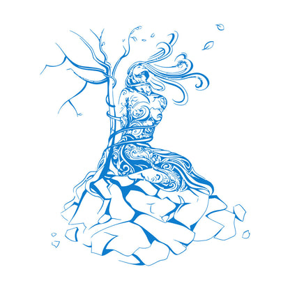 Natural Girl Tree Stone Network Binding Strength Vinyl Wall Decals It Won'T Fall Off