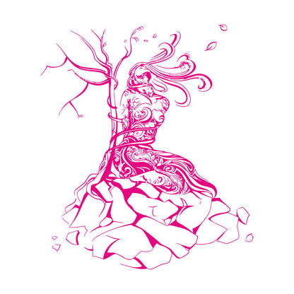 Natural Girl Tree Stone Network Binding Strength Vinyl Wall Decals It Won'T Fall Off