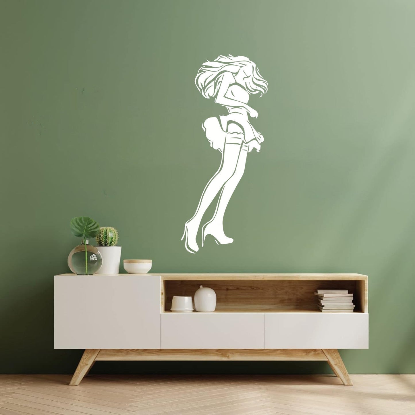 Lettering Stickers Hot Appeal Woman Short Skirt Stockings Do Not Damage The Wall Surface