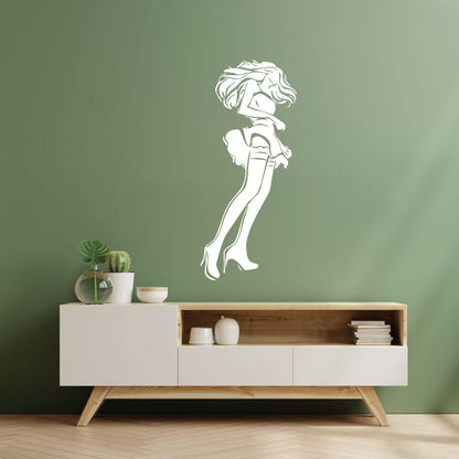 Lettering Stickers Hot Appeal Woman Short Skirt Stockings Do Not Damage The Wall Surface