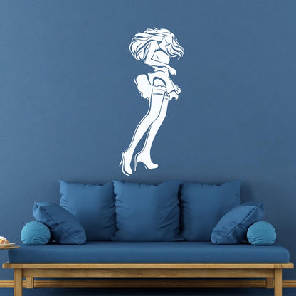 Lettering Stickers Hot Appeal Woman Short Skirt Stockings Do Not Damage The Wall Surface