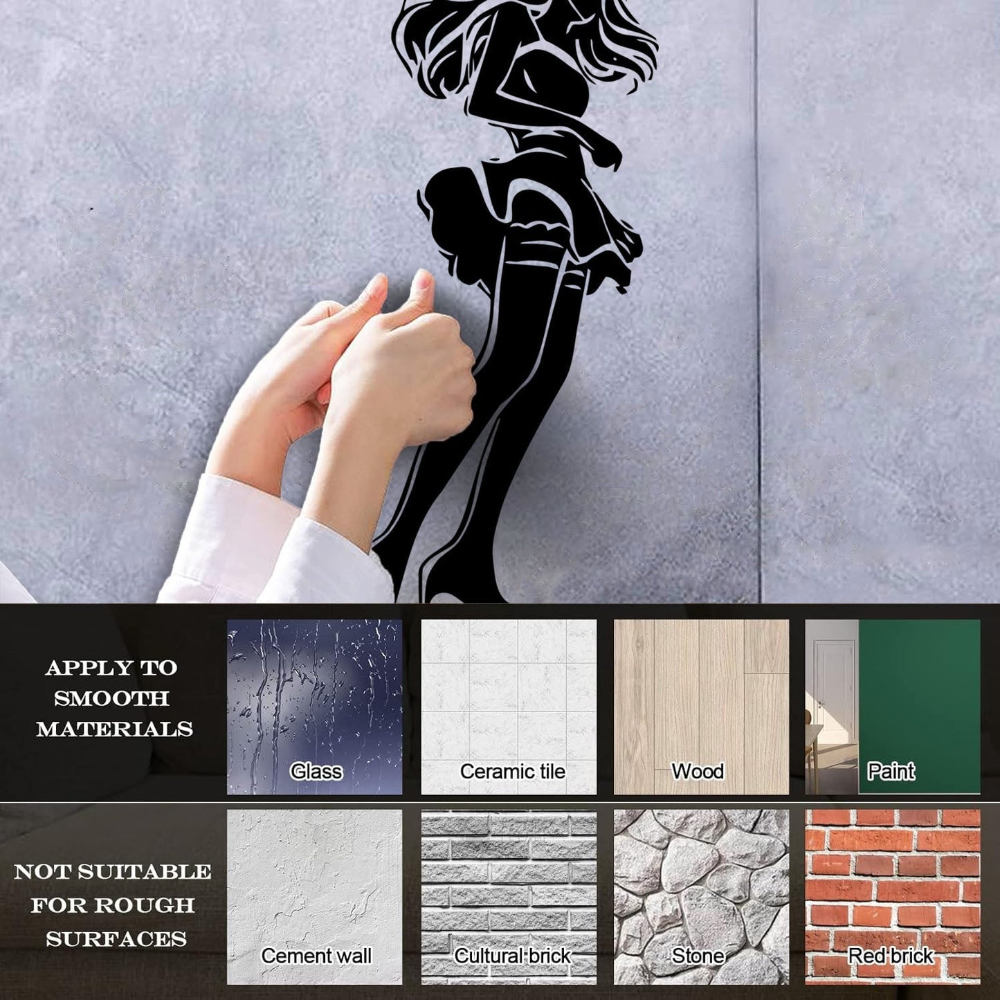 Lettering Stickers Hot Appeal Woman Short Skirt Stockings Do Not Damage The Wall Surface