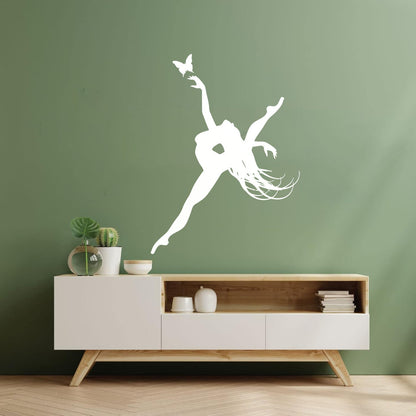Wall Stickers Paster Paper Singer Dance Dancing Girl And Butterfly Living It Won'T Fall Off
