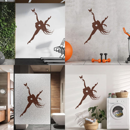 Wall Stickers Paster Paper Singer Dance Dancing Girl And Butterfly Living It Won'T Fall Off