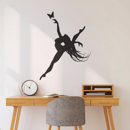 Wall Stickers Paster Paper Singer Dance Dancing Girl And Butterfly Living It Won'T Fall Off