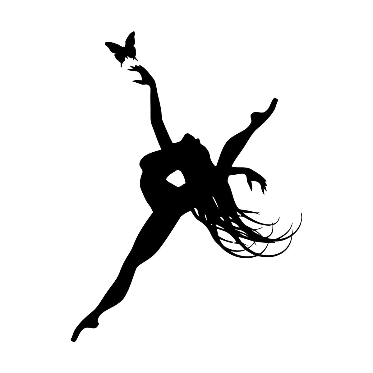 Wall Stickers Paster Paper Singer Dance Dancing Girl And Butterfly Living It Won'T Fall Off