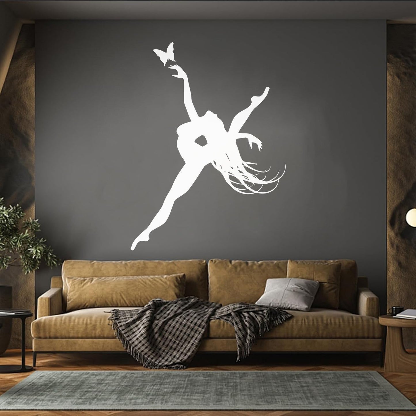 Wall Stickers Paster Paper Singer Dance Dancing Girl And Butterfly Living It Won'T Fall Off