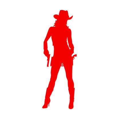 Wall Vinyl Sticker Decor Cowboy Girl Cowgirl With Guns Hat Western Personalized Customization
