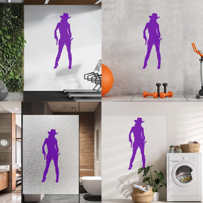Wall Vinyl Sticker Decor Cowboy Girl Cowgirl With Guns Hat Western Personalized Customization