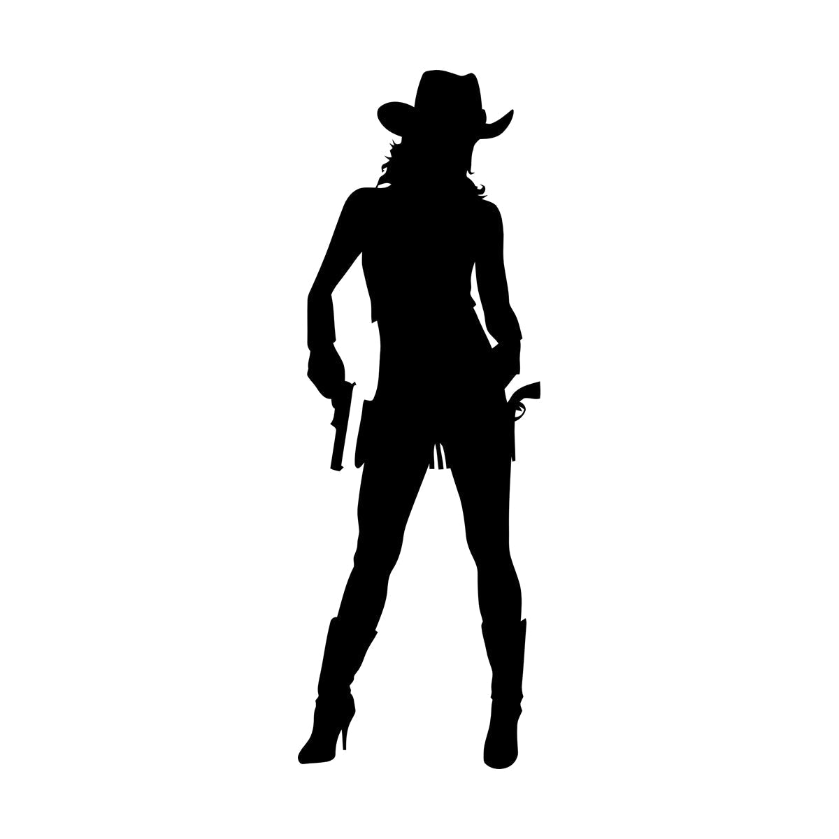 Wall Vinyl Sticker Decor Cowboy Girl Cowgirl With Guns Hat Western Personalized Customization