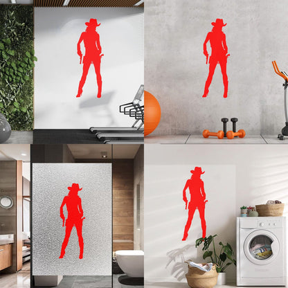 Wall Vinyl Sticker Decor Cowboy Girl Cowgirl With Guns Hat Western Personalized Customization