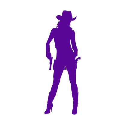 Wall Vinyl Sticker Decor Cowboy Girl Cowgirl With Guns Hat Western Personalized Customization