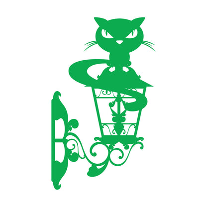 Lettering Decals Cat On Street Lamp Openwork Cunning Eyes Glass Stickers