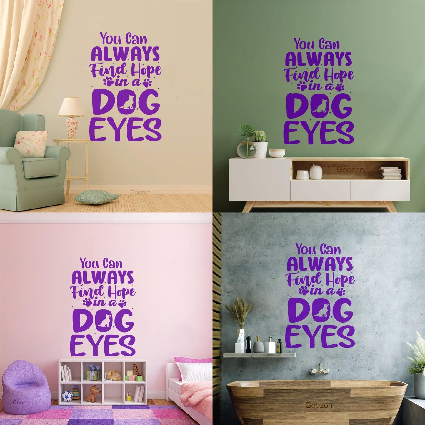 Vinyl Wall Stickers Hope Dog Eyes Motivation Lettering Self Adhesive