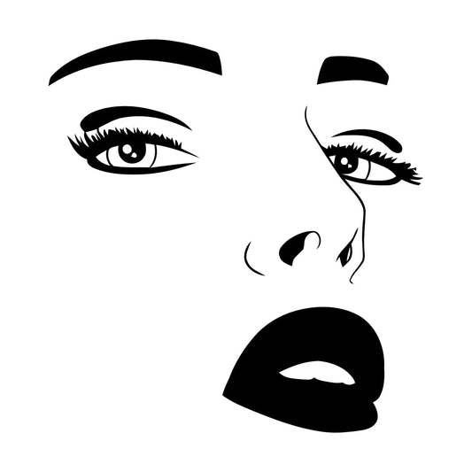 Vinyl Art Sticker Beautiful Female Face Appeal Eyes Lips Beauty Salon Waterproof