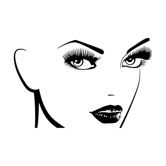 Wall Decals Pvc Beautiful Girl Face Beauty Salon Makeup Eyelash Eyes Can Modify And Add Information