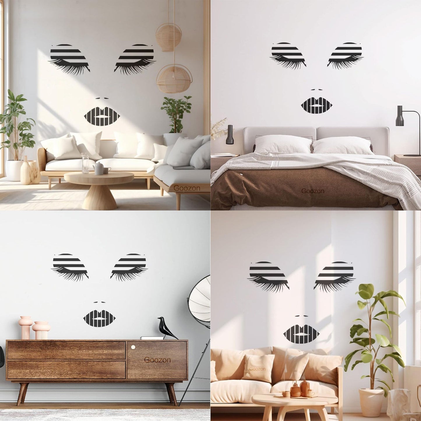 Wall Stickers Beauty Salon Makeup Appeal Eyes Eyelashes Lips Multi Color Selection