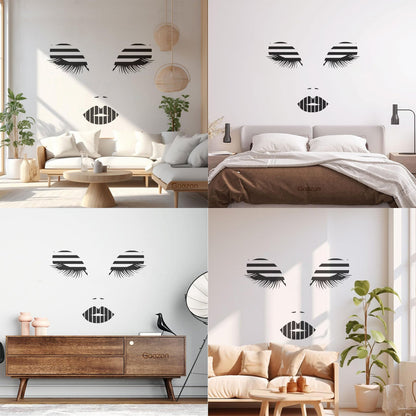 Wall Stickers Beauty Salon Makeup Appeal Eyes Eyelashes Lips Multi Color Selection