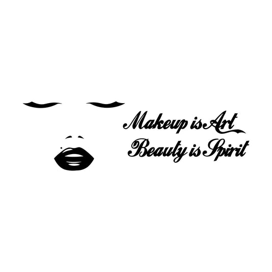 Fine Carving Decals Beauty Salon Quote Makeup Appeal Woman Lips Closed Eyes Equipped With Transfer Film Kit