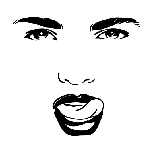 Vinyl Art Sticker Beauty Salon Woman Face Eyes Tongue Girl Easy Installation