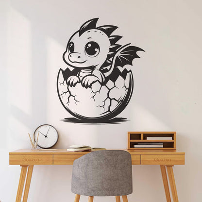 Wall Decals Cartoon Dragon With Big Eyes Hatched From Egg Art Decoration