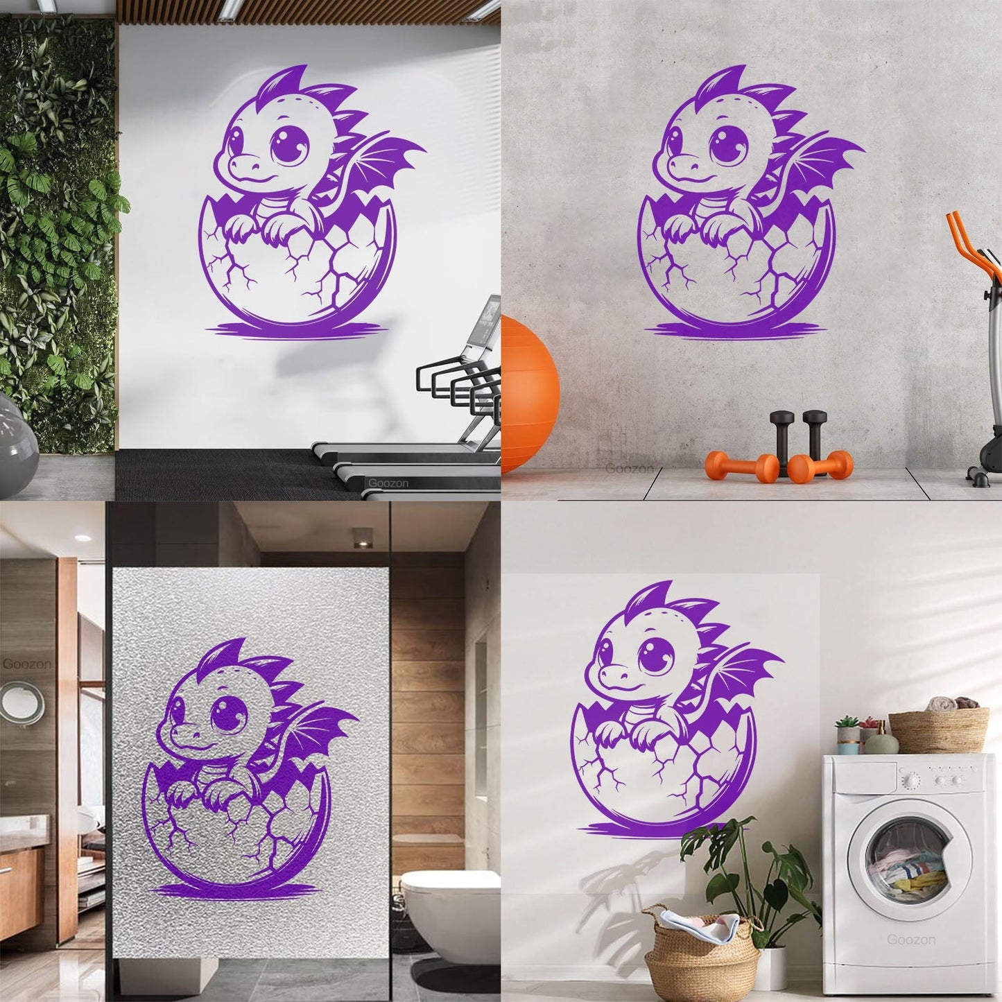 Wall Decals Cartoon Dragon With Big Eyes Hatched From Egg Art Decoration