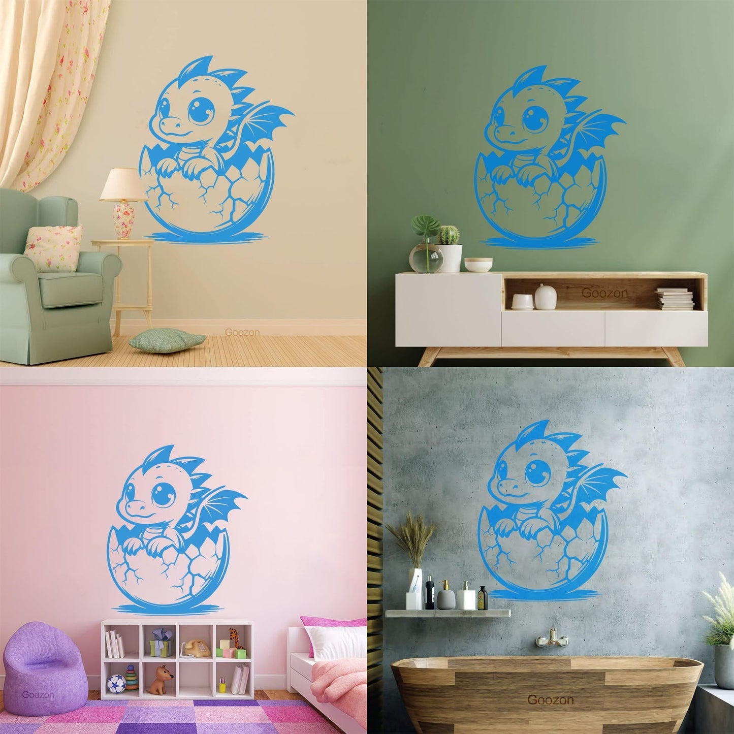 Wall Decals Cartoon Dragon With Big Eyes Hatched From Egg Art Decoration