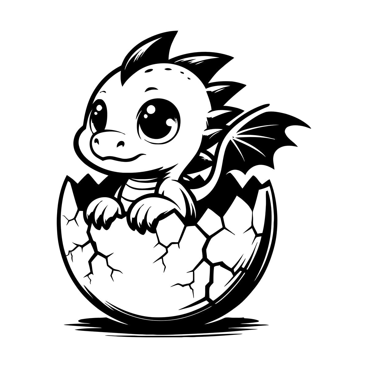 Wall Decals Cartoon Dragon With Big Eyes Hatched From Egg Art Decoration