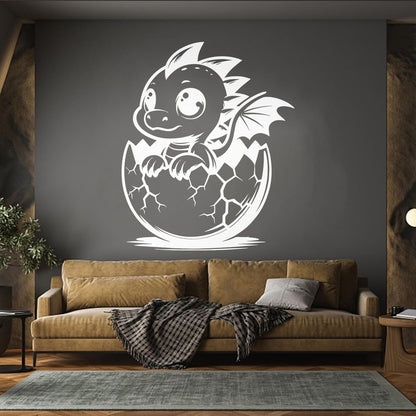 Wall Decals Cartoon Dragon With Big Eyes Hatched From Egg Art Decoration