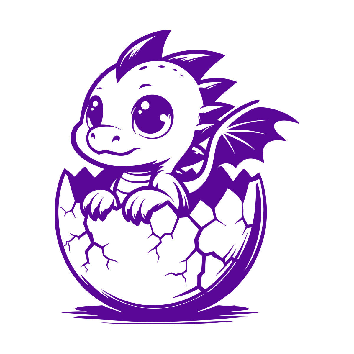 Wall Decals Cartoon Dragon With Big Eyes Hatched From Egg Art Decoration