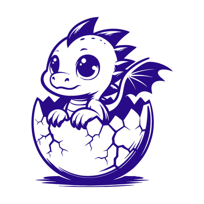 Wall Decals Cartoon Dragon With Big Eyes Hatched From Egg Art Decoration