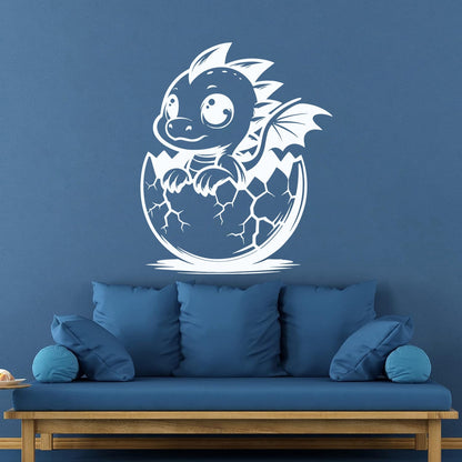 Wall Decals Cartoon Dragon With Big Eyes Hatched From Egg Art Decoration