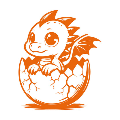 Wall Decals Cartoon Dragon With Big Eyes Hatched From Egg Art Decoration