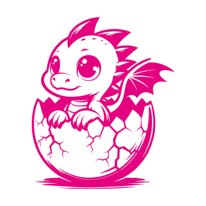 Wall Decals Cartoon Dragon With Big Eyes Hatched From Egg Art Decoration