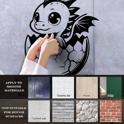 Wall Decals Cartoon Dragon With Big Eyes Hatched From Egg Art Decoration