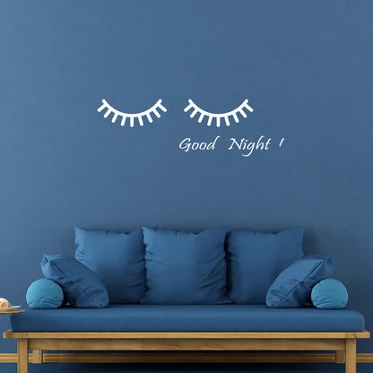 Vinyl Wall Decals Cartoon Eyes Goodnight Quote Words Nursery Wall Beautification