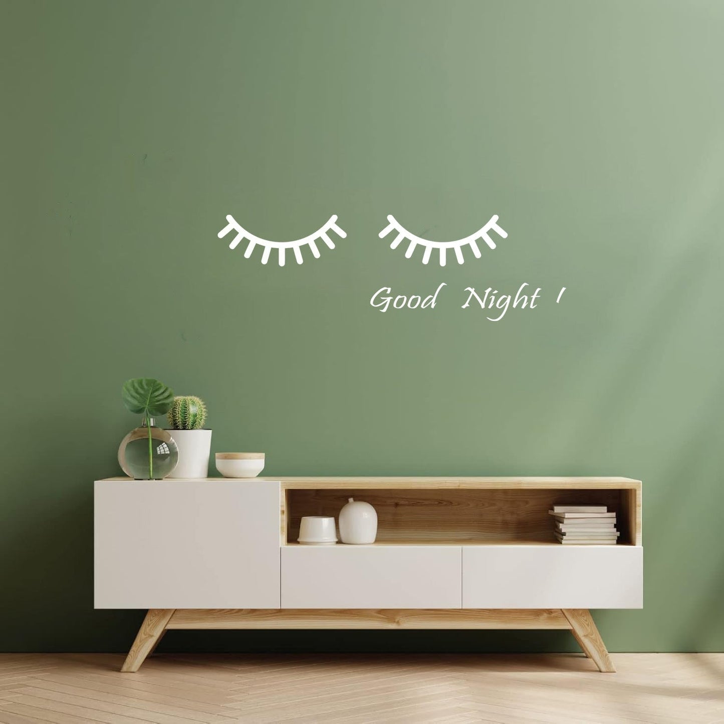 Vinyl Wall Decals Cartoon Eyes Goodnight Quote Words Nursery Wall Beautification